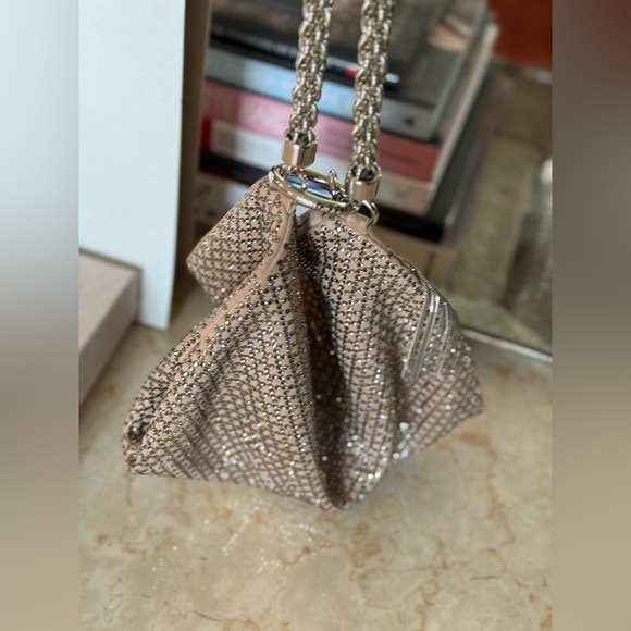 JIMMY CHOO - Authentic Handbag. Ballet Pink, Diamond Motif, Crystal on Suede. - Picture 3 of 9